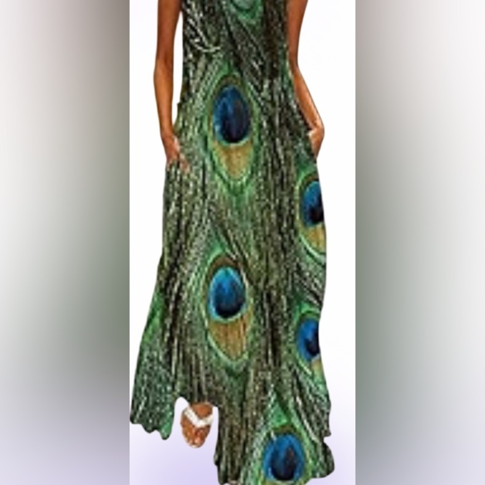 Ali & Kris ostrich pattern halter neck maxi dress Sz M